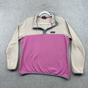 Patagonia Micro D Pullover Womens Large L Cream Snap-T Fleece Pink Color block